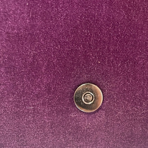 Large Quilted/Velvet Chain  Clutch/Purse - Deep Purple - Picture 6 of 9